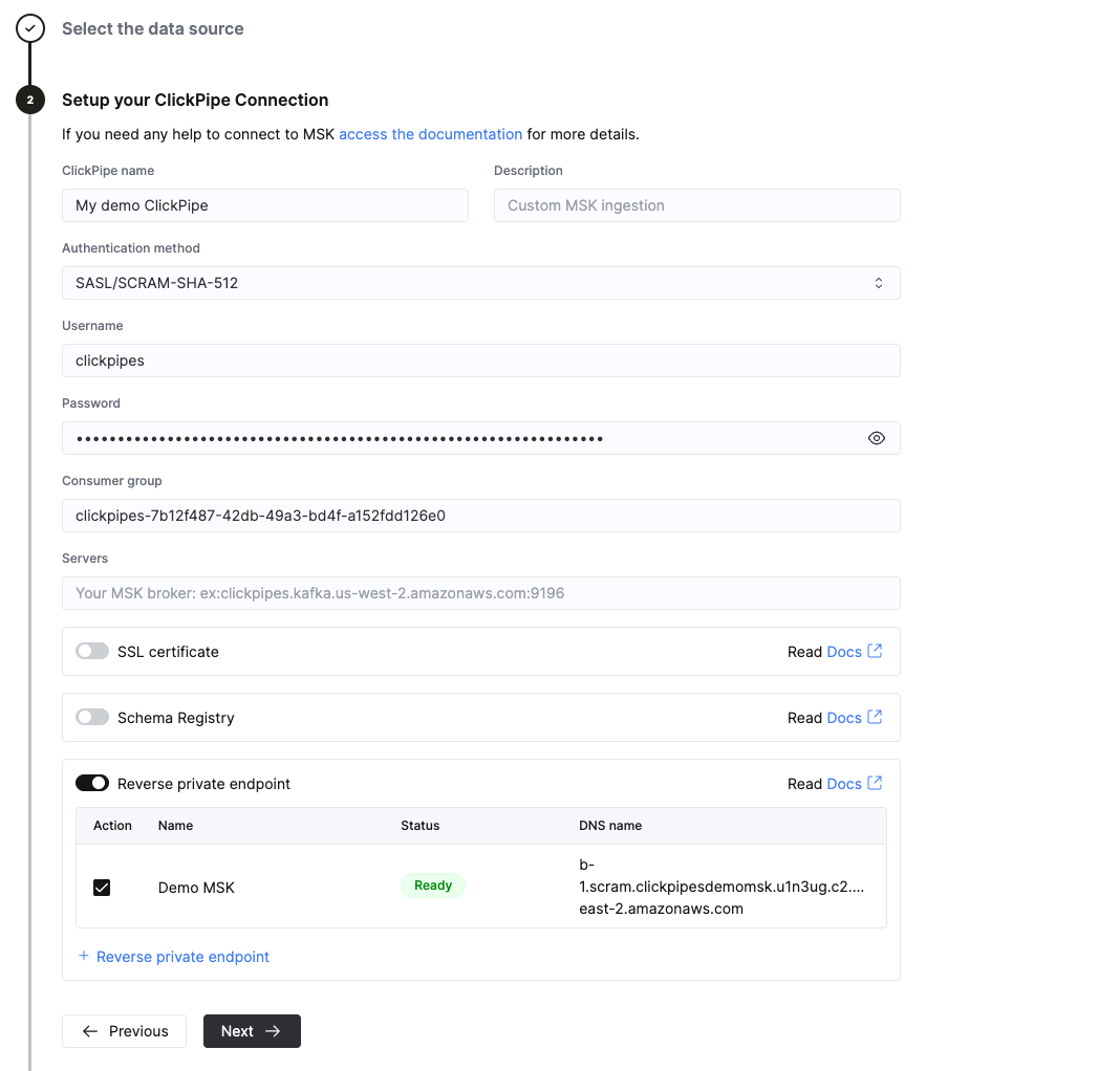 Выбор reverse private endpoint